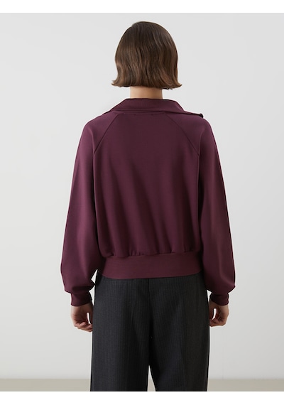 Lcwaıkıkı Classic Mürdüm Dik Yaka Oversize Kadın Fermuarlı Sweatshirt
