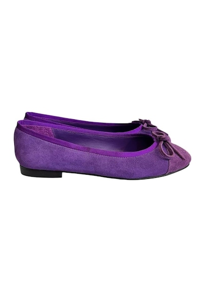 Tufan Shoes Mor Hakiki Süet Deri Lila Burun Babet Mor