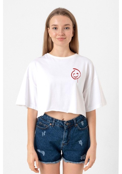 The Mentalist Red John Pocket Beyaz Kadın Crop Tshirt Beyaz