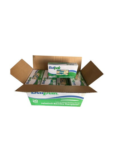 Burpak Jelatinli Tahta Ahşap Bambu Karıştırıcı Çubuk Kaşık - 12 Cm. - 200 Adetlik 20 Paket Kahverengi