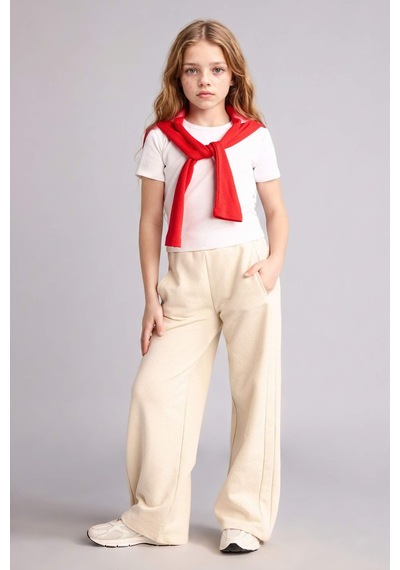 Defacto Kız Çocuk Wide Leg Eşofman Altı G0577a826sper117 Ekru-er117