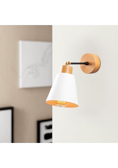 Beyaz Metal Aplik E27 Duvar Lambası 14x25x25 Cm Oturma Odası Aydınlatma, Beyaz-618 Diğer