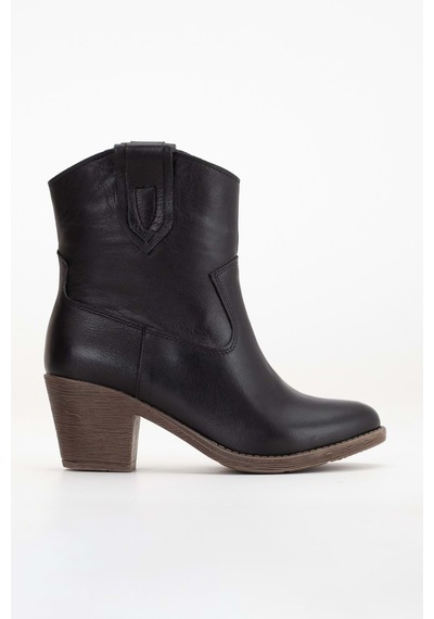Analin Shoes Kadın Hakiki Deri Western Kovboy Bot Siyah