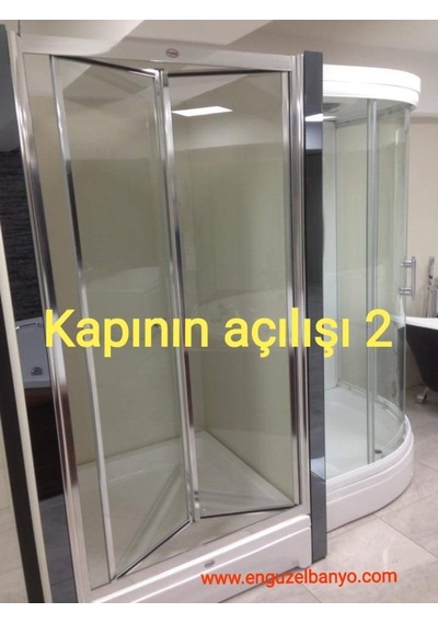 40 Desen Patentli Cam Katlanır Duşakabin İki Duvar Arası Duşakabi Gri