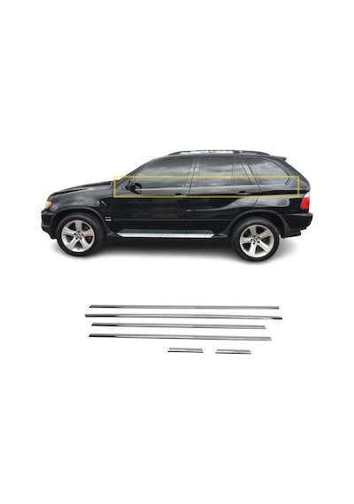 Bmw X5 Krom Cam Çıtası 6 Parça 1999 2006 Arası P Çelik