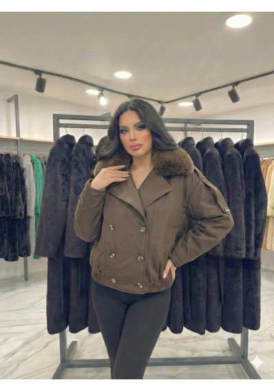 Ribana Classic Kadın Kürk Yaka Detaylı İçi Astarlı Çift Cepli Omuzları Kemerli Beli Lasitkli Ceket Görünümlü Kaban 4901 Kahverengi Ribana Classic Kadın Kürk Yaka Detaylı İçi Astarlı Çift Cepli Omuzları Kemerli Beli Lasitkli Ceket Görünümlü Kaban 4901 Kahverengi