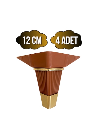 İrem Kahverengi Altın 12cm Plastik Ayak Mobilya Masa Ve Dolap Ayağı Kahverengi Altın 12cm 4 Adet Kahverengi