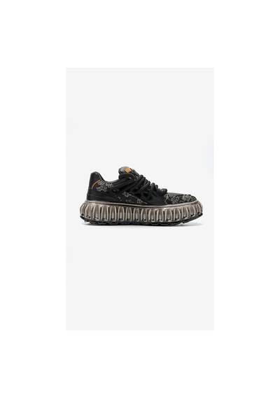 Hammer Jack Desenli Deri Yüksek Taban Erkek Sneaker Siyah