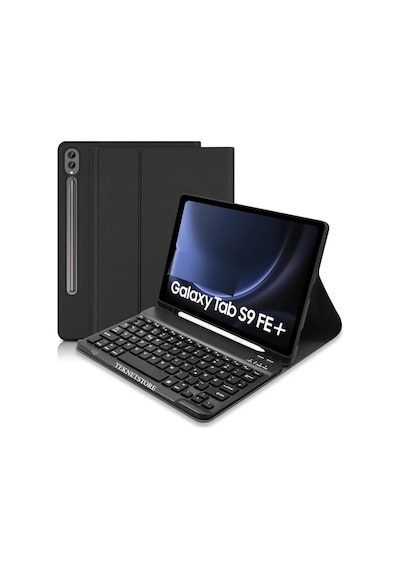 Samsung Galaxy Tab S9 Fe Plus Uyumlu 12.4" Q Türkçe Klavyeli Kılıf Kalem Bölmeli Bluetooth Özellikli Stand Klavyeli Kılıf