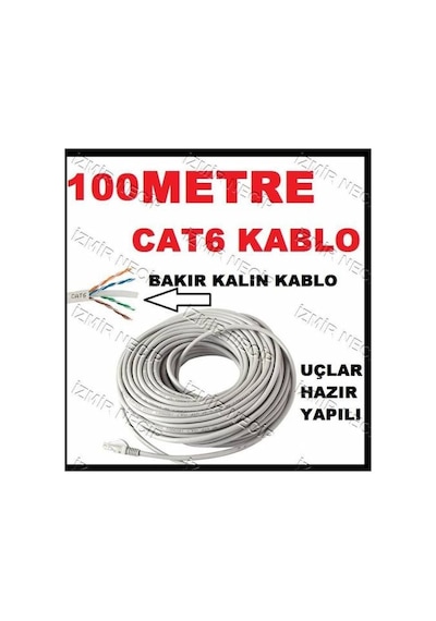 Ncpline 100 Metre Internet Kablosu Kalin Bakir Cat6 Modem Ağ Kablosu