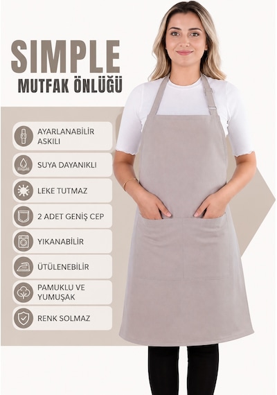 Simple Ayar Askılı Mutfak Önlüğü Pastel Yeşil Çok Renkli