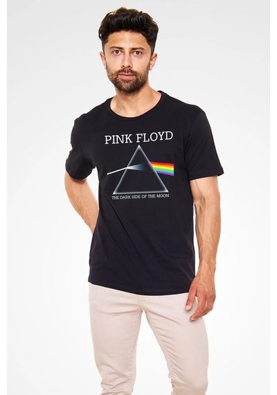 Startmore Adrift Pink Floyd Baskılı Unisex Beyaz Tişört Siyah