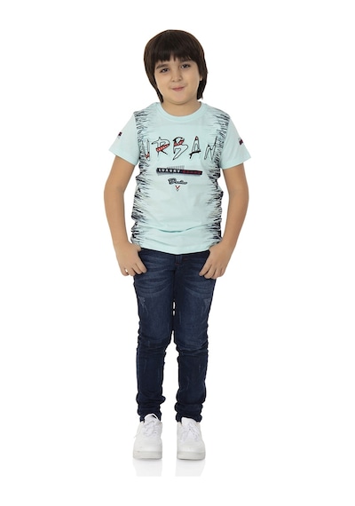 Toontoy Kids Toontoy Erkek Çocuk T-shırt Çocuk Urban Baskılı Turkuaz