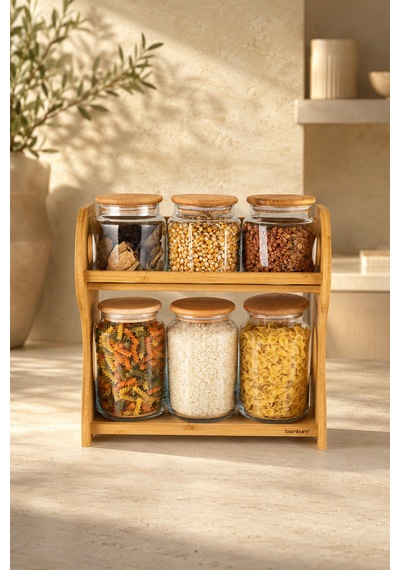 Bambum Bench Plus Standlı Saklama Set 7p Ahşap