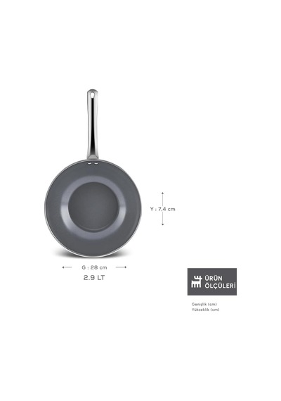 Tr X Refika Birgül Crystal Creamy Metal Wok Tava 28 Cm Diğer