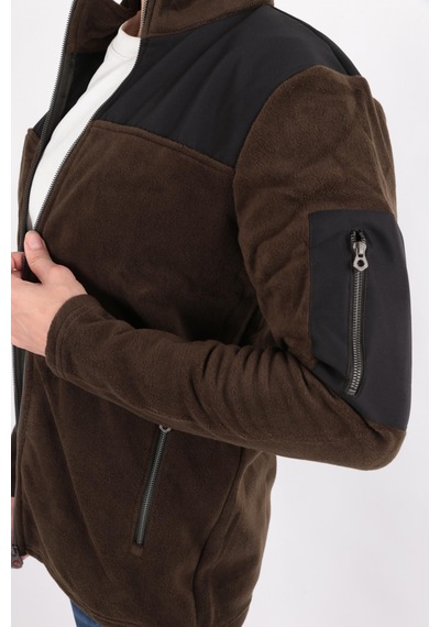 Cazador 5638 Erkek Polar Sweatshirt Hırka Haki