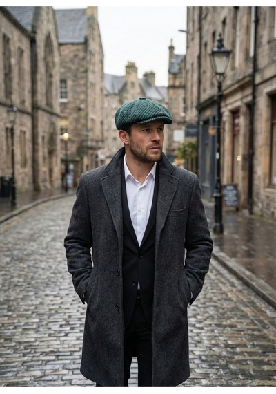Emybox Erkek Kaşe 8 Köşe Kasket Şapka Klasik Retro- Peaky Blinders Tarzı Lastikli Standart Beden H