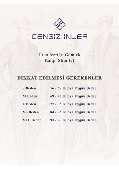 Cengiz İnler Yaka Düğmeli Baskı Desenli Erkek Slimfit Gömlek 001