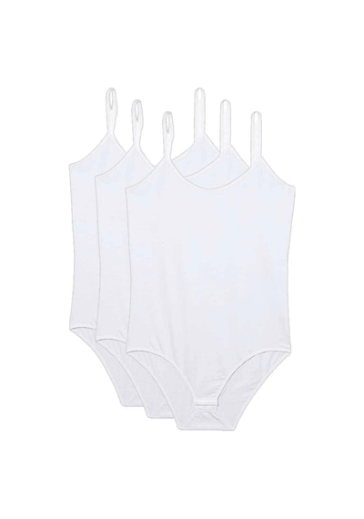 Royaleks 3 Adet İp Askılı Kadın Çıtçıtlı Body Beyaz Çok Renkli