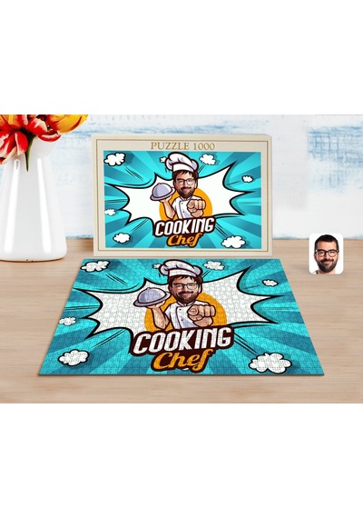 Bk Gift Kişiye Özel Erkek Chef Karikatürlü 1000 Parça Profesyonel Puzzle-15
