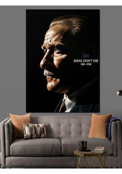 Ahşap Tablo Atatürk Profil Karanlık Portre