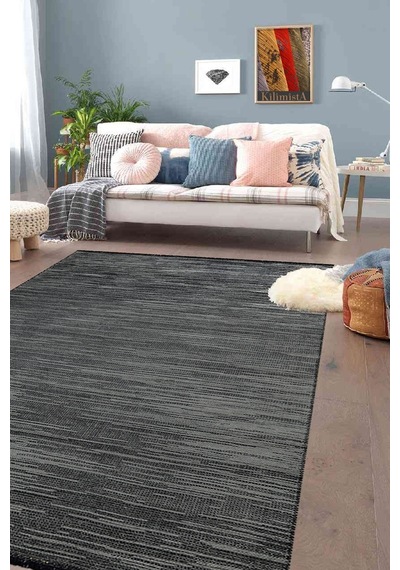 Kilimista Milano Ml101 Antrasit Leke Tutmaz Antialerjik Yıkanılabilir Dokuma Dekoratif Halı Kilim