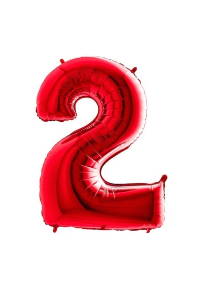 2 Rakam Kırmızı Folyo Balon 40 inç 100 cm