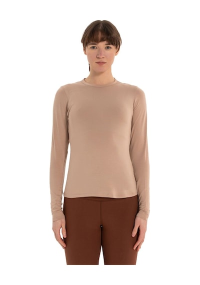 Inguz Uzun Kollu Basic Modal Yoga T-shirt Bej