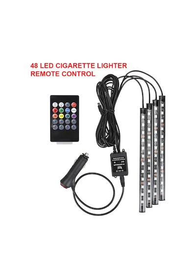 48 Led Araç İçi Ayak Altı Led Işık Kumandalı Müziğe Duyarlı Çakmaklık Girişli Çok Renkli Araç İçi Aydınlatma 1 Adet