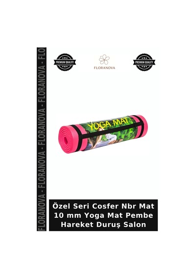 Özel Seri Cosfer Nbr Mat 10 Mm Yoga Mat Pembe Hareket Duruş Salon
