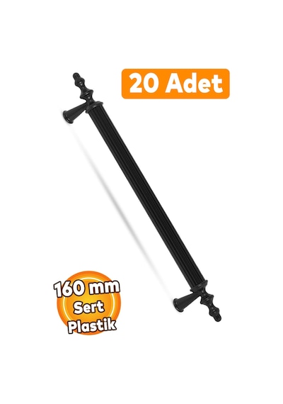 20 Adet Polavit 160 Mm Siyah Mobilya Mutfak Çekmece Dolap Dolabı Kulpu Kulbu Kulpları Sert Plastik Siyah