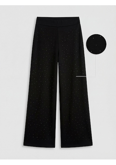 Lcw Modest Siyah Soft Touch Taşlı Kadın Eşofman Altı