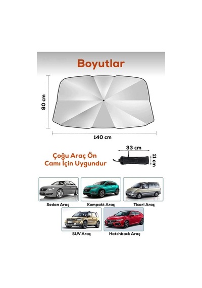 Carmind Şemsiye Araç Ön Cam Güneşliği