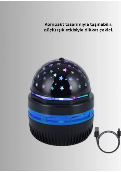 Galaxy Projektör 360 Dönebilen Gece Lambası, Dekoratif Ambiyans Işığı Çok Renkli