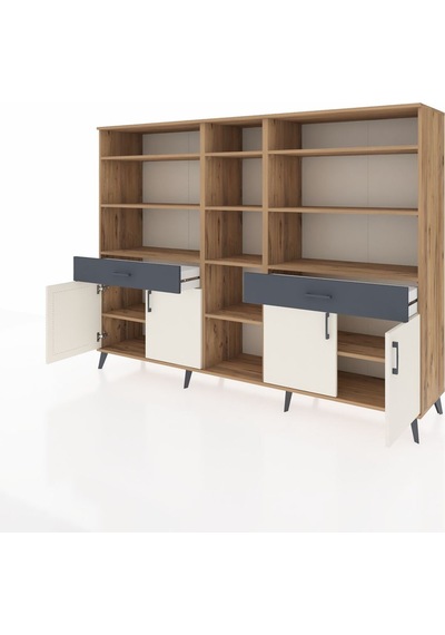 Hyperion Dolap 12 Raflı 2 Çekmeceli 4 Kapaklı 220x44x163 Çam-ayta Çam-aytaşı/antrasit Hyperion Dolap 12 Raflı 2 Çekmeceli 4 Kapaklı 220x44x163 Çam-ayta Çam-aytaşı/antrasit