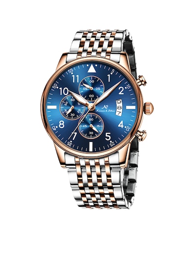 Kronen&söhne Blauform Mavi Kadran Rose Gold Çelik Erkek Kol Saati Gümüş - Rose Gold - Mavi
