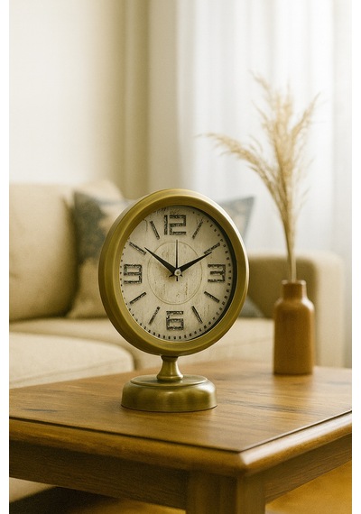 Premium Vintage 25 X 20 Cm Eskitme Metal Masa Saati