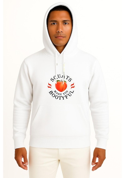 Bahriyeli Collection Kapüşonlu Squats Make You Bootyful Göğüs Baskılı Unisex Sweatshirt Beyaz