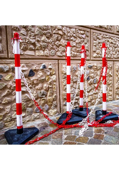 Plastik Zincir Kırmızı-beyaz Kalın 8mm 5 Metre