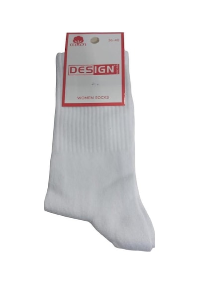 Design PAMUKLU SOKET KADIN SPOR ÇORABI - BEYAZ Beyaz