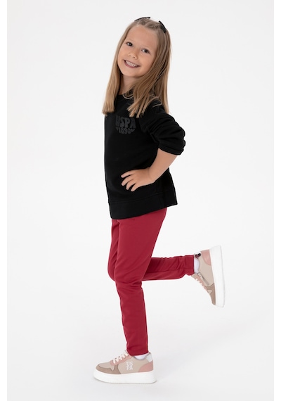 U.S. Polo Assn. Kız Çocuk Siyah Simli Baskı Detaylı Bisiklet Yaka Basic Sweatshirt 50314289-VR046