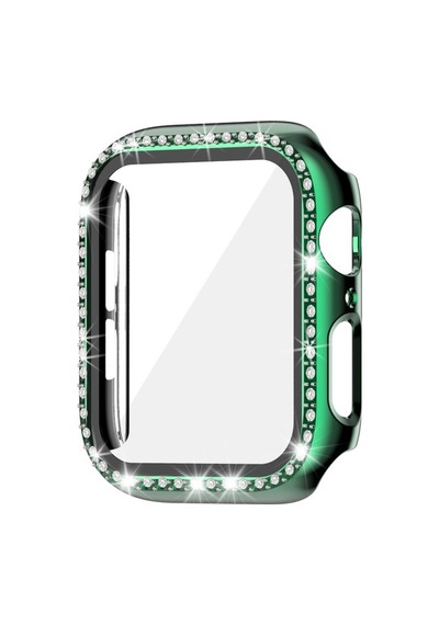 Apple Uyumlu Watch 7 8 9 45mm Tek Sıra Parlak Taşlı Rubber Kasa Kapak