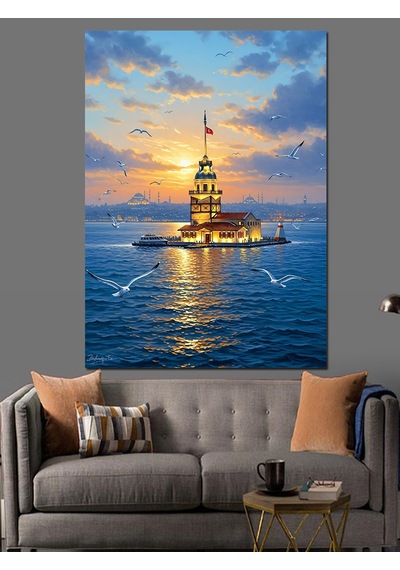 Ahşap Tablo Kız Kulesi Ve İstanbul Denizi
