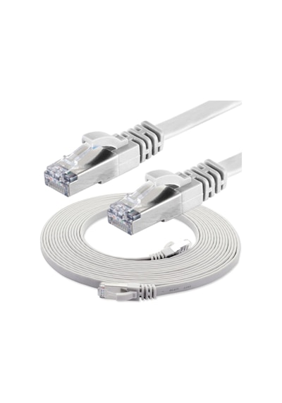 IRENIS CAT7 Kablo Yassı FTP Network LAN Ağ Kablosu 1mt Beyaz