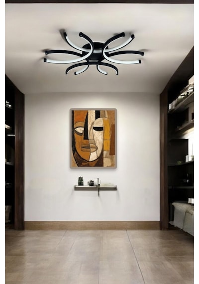 Levora Siyah Renk Modern Tasarım - Oturma Odası - Salon - Mutfak - Yatak Odası Beyaz Led Avize Siyah