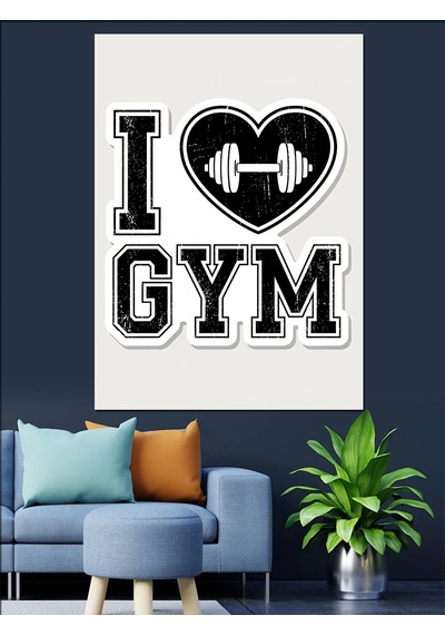 Ahşap Tablo Kalp Şeklinde Dambıl Fitness Yazısı Hayvan Tabloları