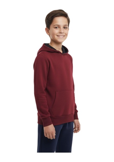 Çocuk Bordo Kapüşonlu Cepli 3 İplik Kız Erkek Sweatshirt Bgl-st05004 Bordo
