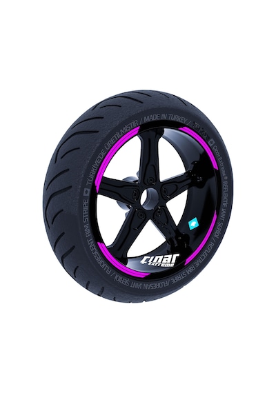 Double Stripe Tasarımlı Gül Pembesi Jant Şeridi Sticker Çınar Extreme