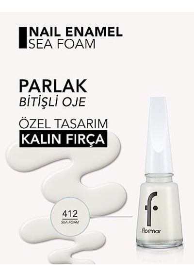 Flormar Parlak Oje Transparan - Nail Enamel - 412 Sea Foam - 8682536036023