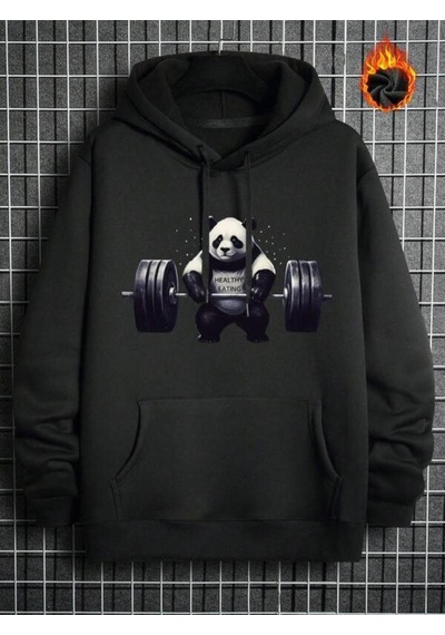 Ciel Lune Nevermind Unisex Sporcu Panda Baskılı İpli Kapüşonlu Oversize 2 İplik Siyah Siyah Ciel Lune Nevermind Unisex Sporcu Panda Baskılı İpli Kapüşonlu Oversize 2 İplik Siyah Siyah